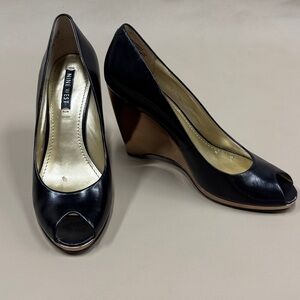 Nine West Classic Wedge Black Peep Toe Heels